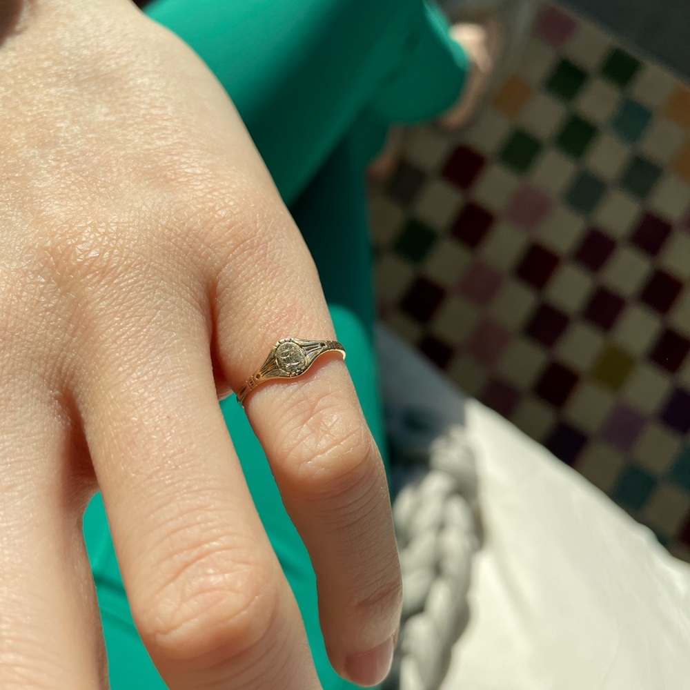 14k solid gold signet pinky ring